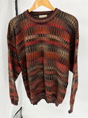 Intiwara 100% Alpaca Sweater Men’s L Handmade Bolivia Southwestern Knit Pullover